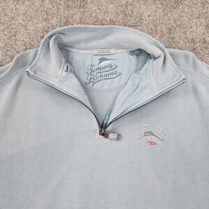 Tommy Bahama Sweater Mens Large Blue 1/4 Zip Relax Coastal Casual Knit Pullover